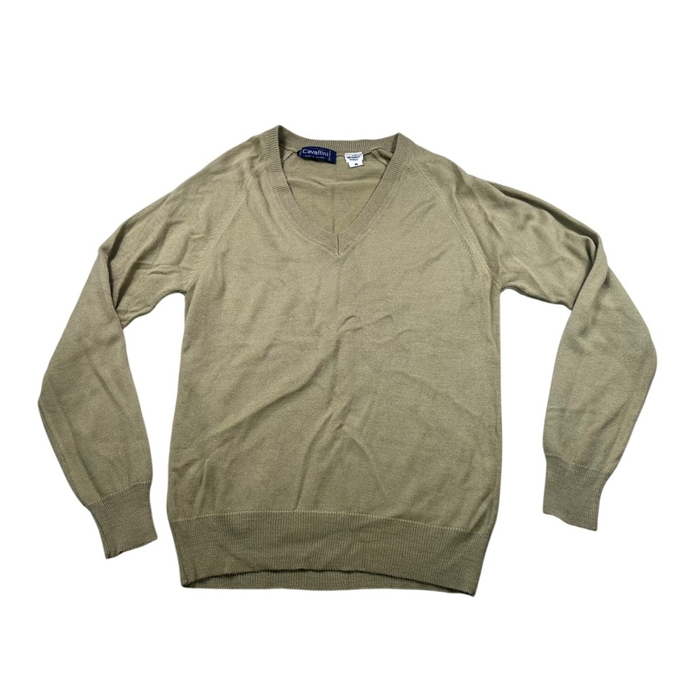 Cavallini Women's M Camel Tan V Neck Sweater Made in Poland Long Sleeve